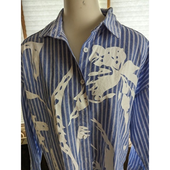 FHQ Collection Blue Striped LS Btn Down Sz 16 - Picture 1 of 5